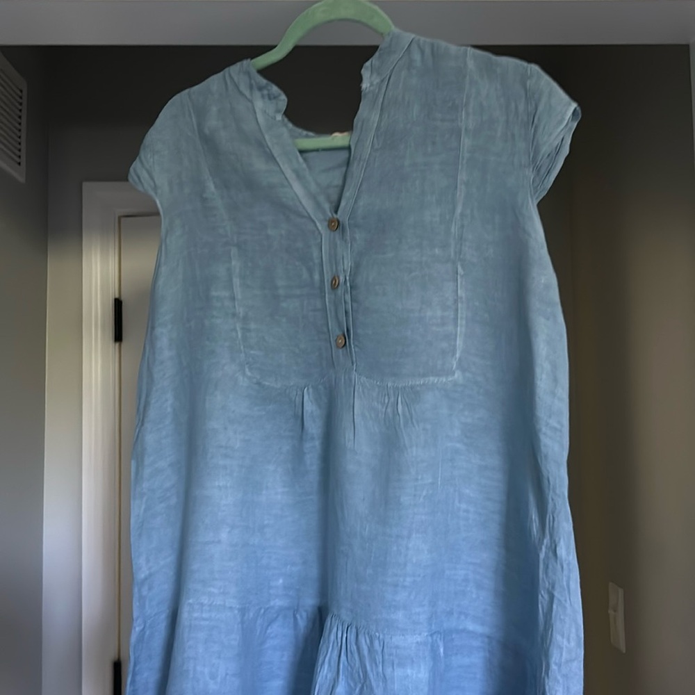 Blue linen dress